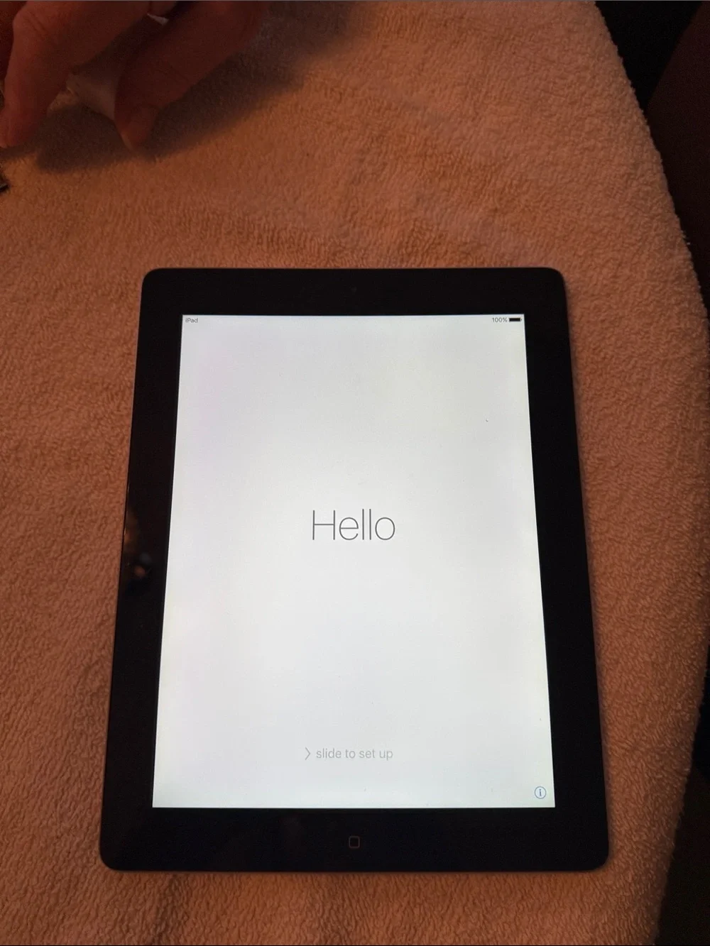 Apple iPad in Black with White Setup Screen